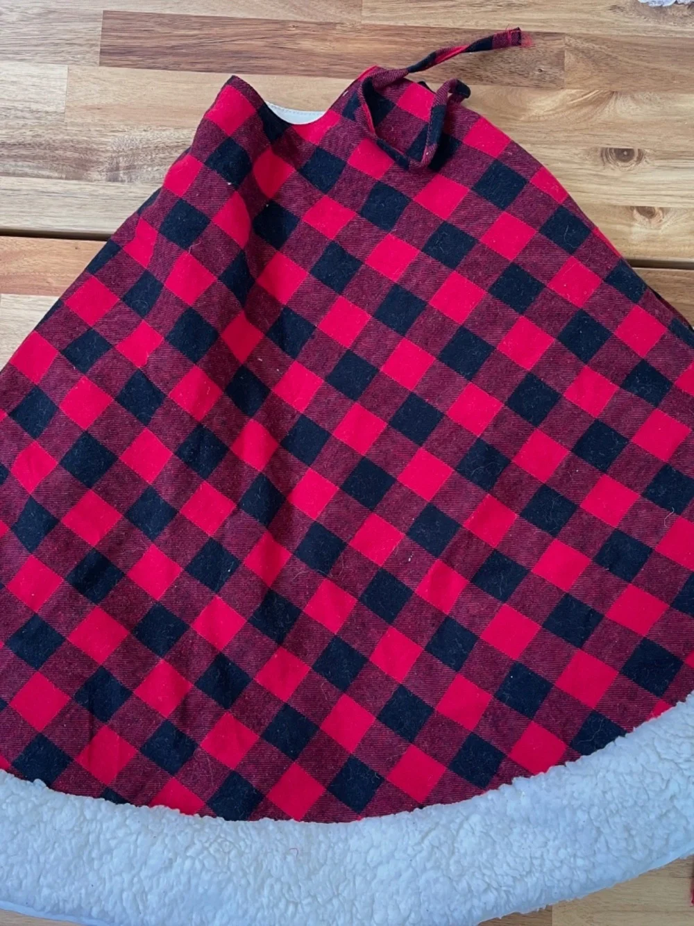 GENTLY USED - Target Lumberjack red and black plaid Christmas/Holiday tree skirt